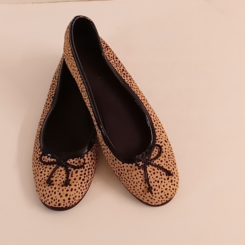 AEROSOLES Balletcore Leopard Cheetah Size 9 1/2 Black-Cream Flat shoes GY1D X